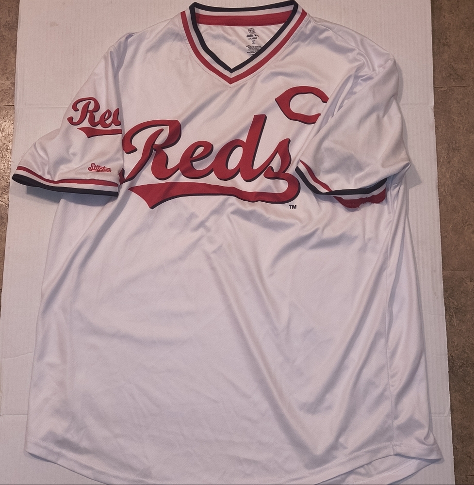White and Red Reds Baseball Jersey